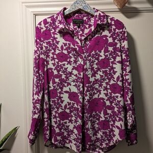 Banana Republic Purple Floral Blouse Long Sleeve Size Small  R1